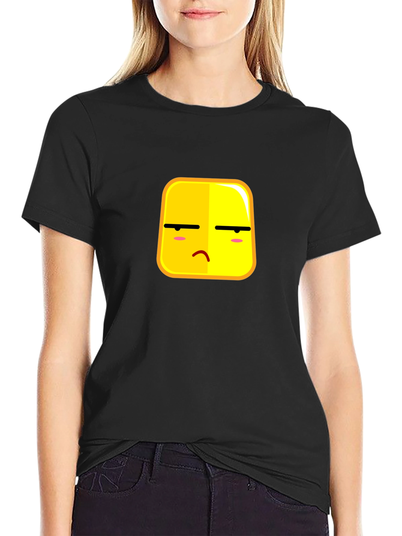 Bored Emoji Graphic Black T-Shirt