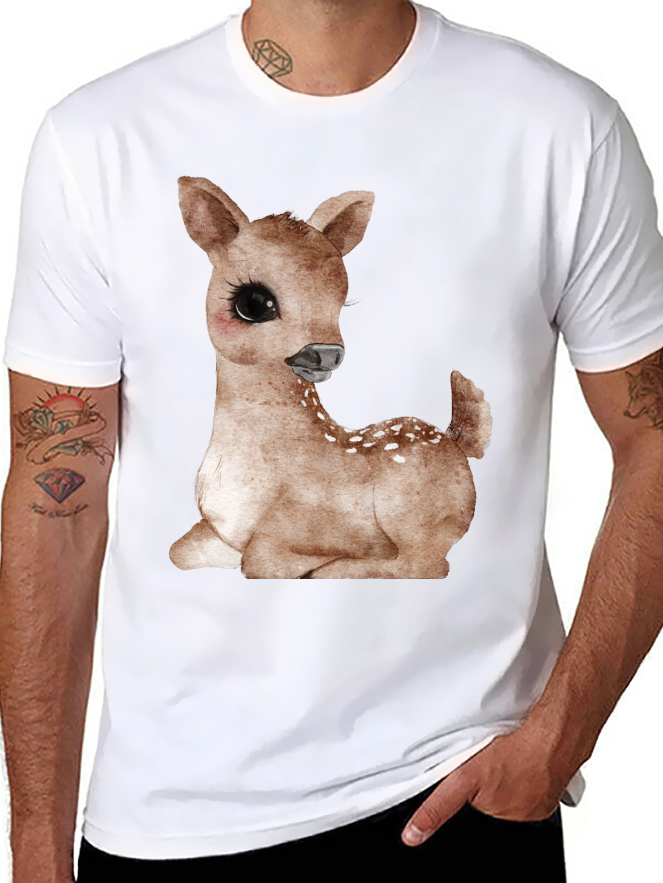 Cute Deer Graphic Tee - Unisex Black T-Shirt
