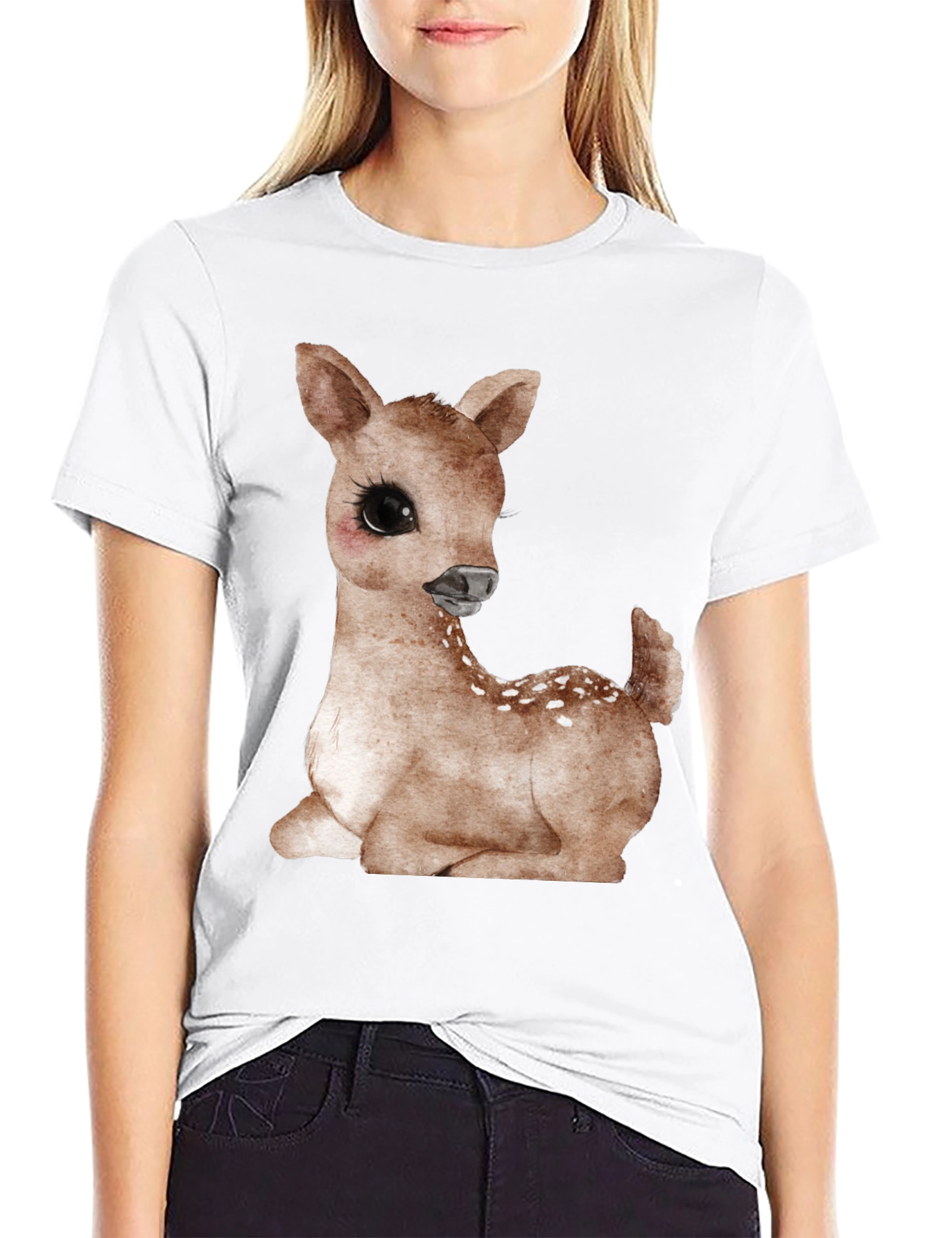 Cute Deer Graphic Tee - Unisex Black T-Shirt