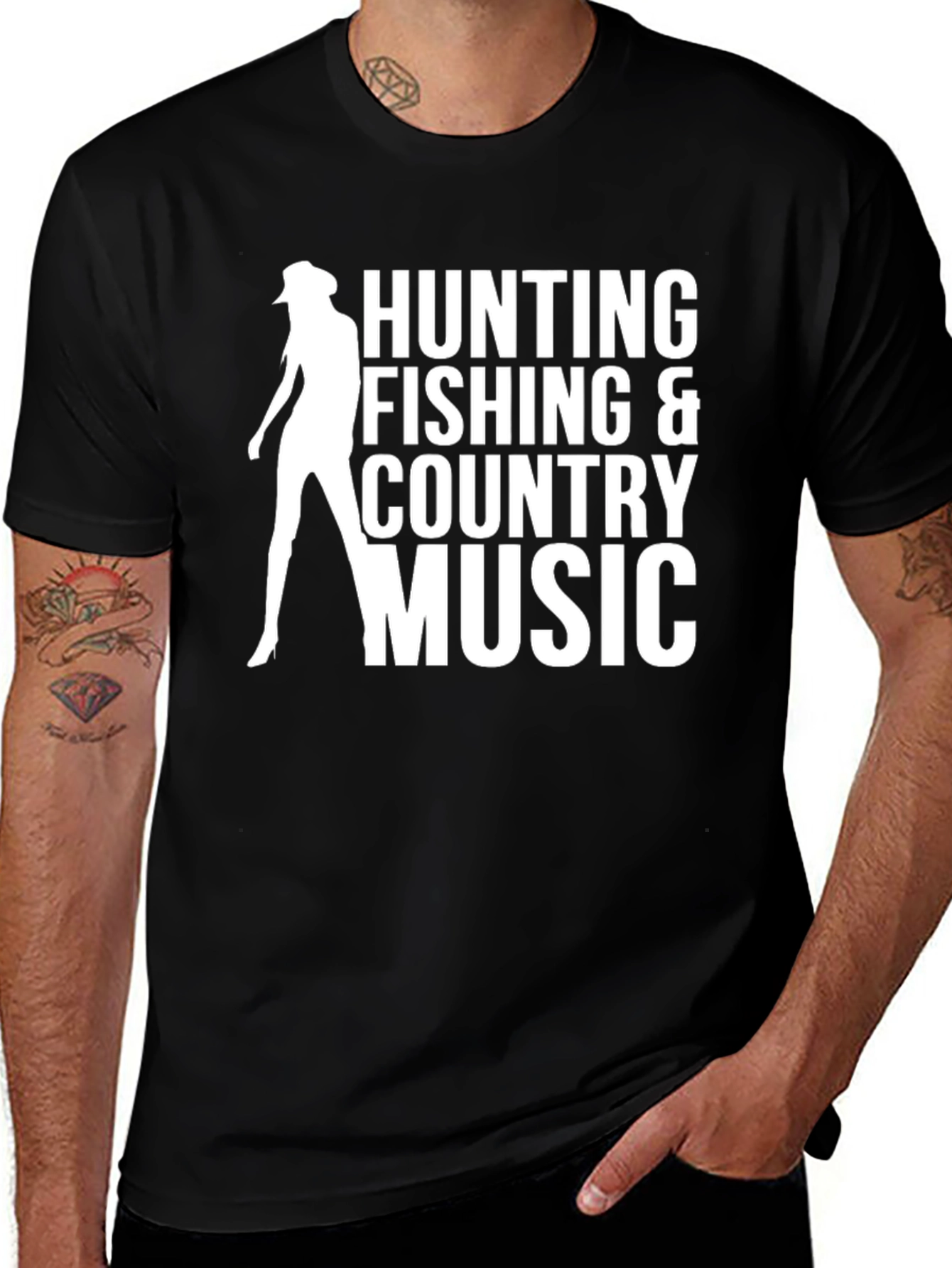 Hunting Fishing Country Music Graphic T-Shirt