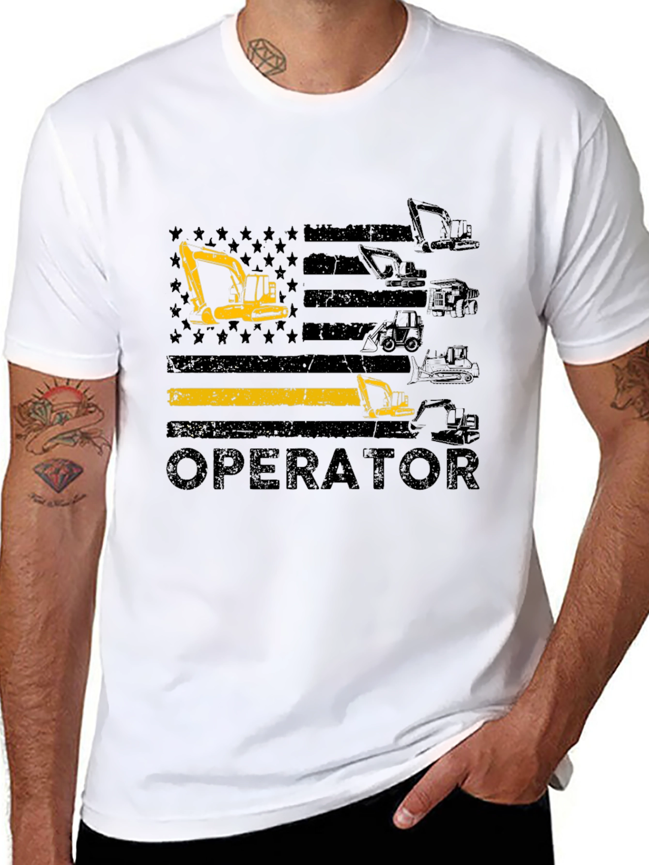 Operator T-Shirt: Heavy Equipment Flag Design