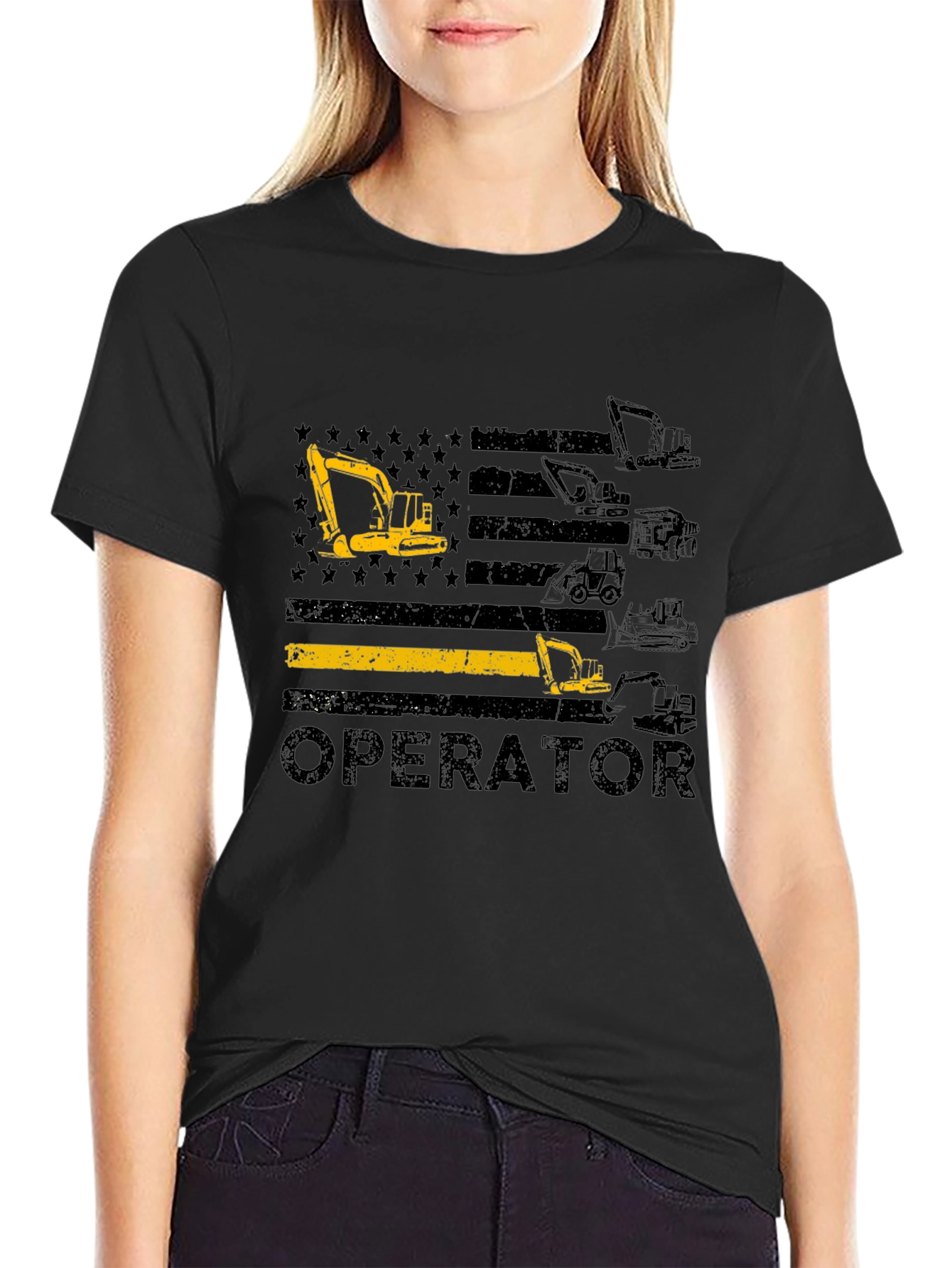 Operator T-Shirt: Heavy Equipment Flag Design