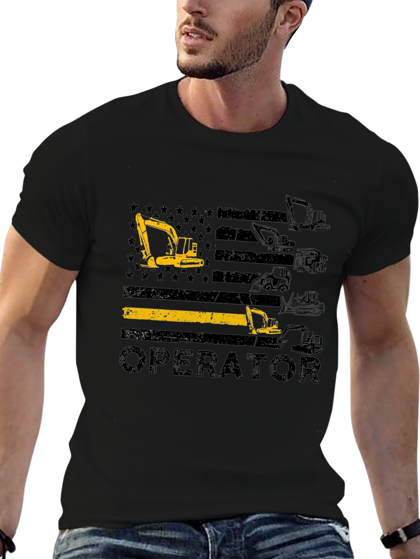 Operator T-Shirt: Heavy Equipment Flag Design