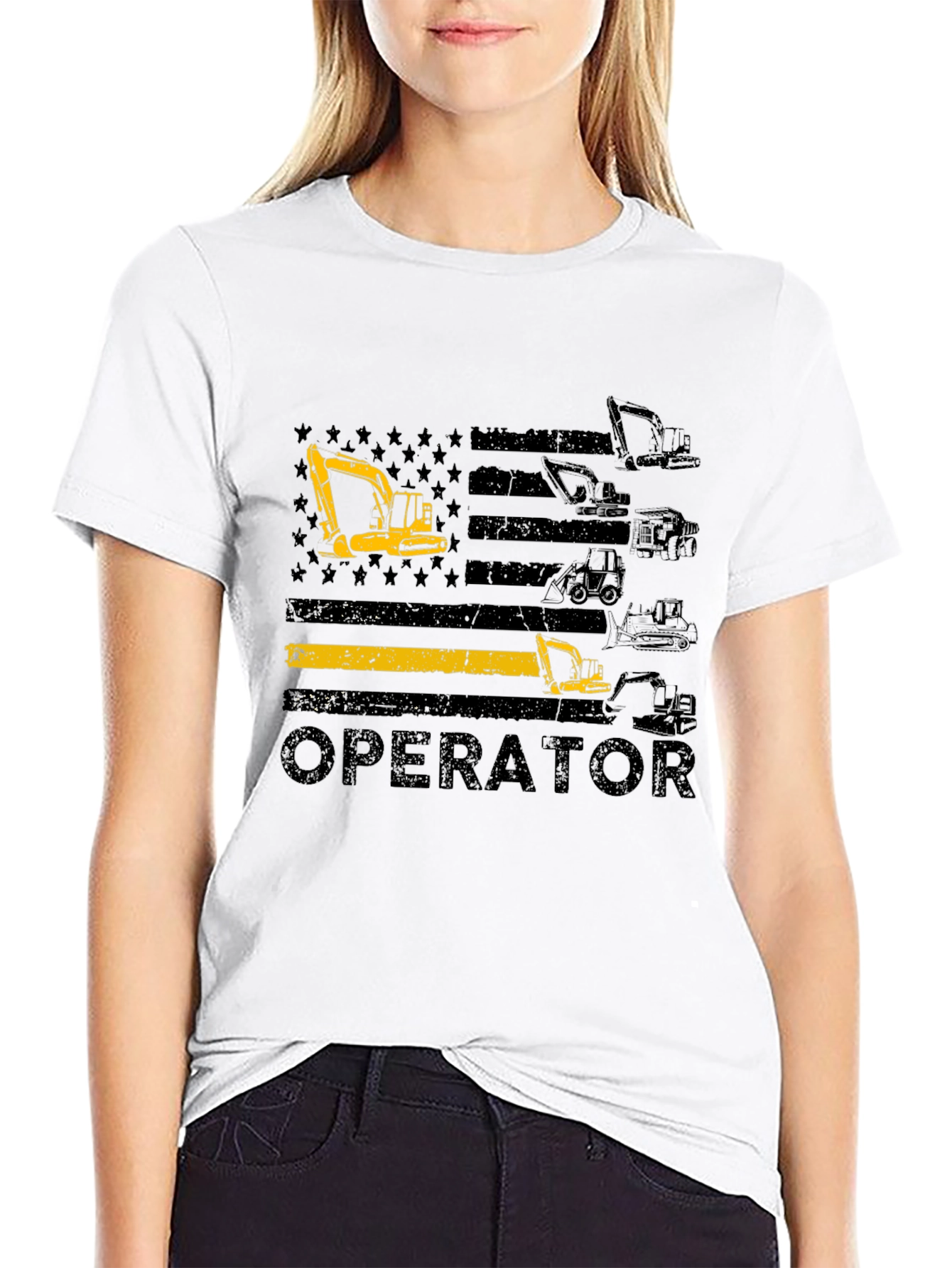 Operator T-Shirt: Heavy Equipment Flag Design