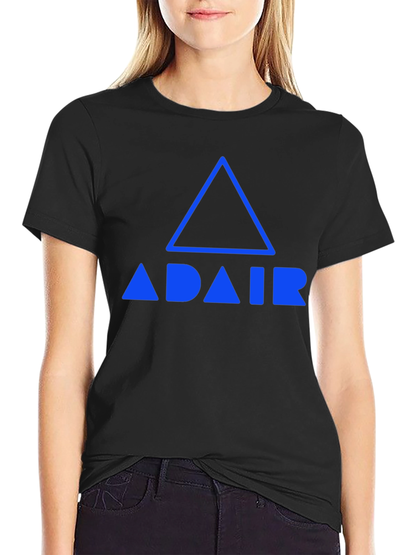 Adair Blue Logo Graphic Tee - Black Cotton Blend
