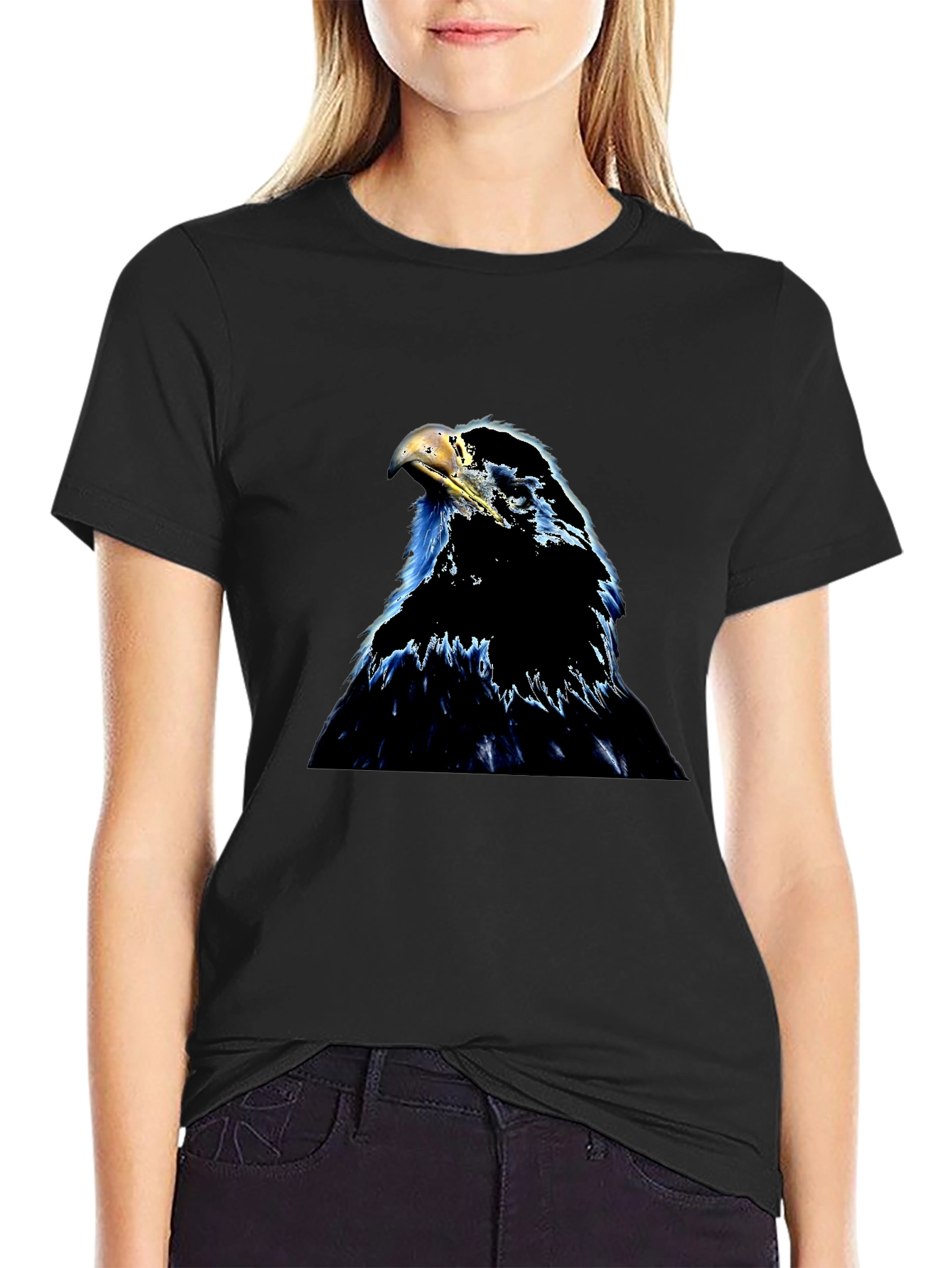 Eagle Graphic Print Black T-Shirt