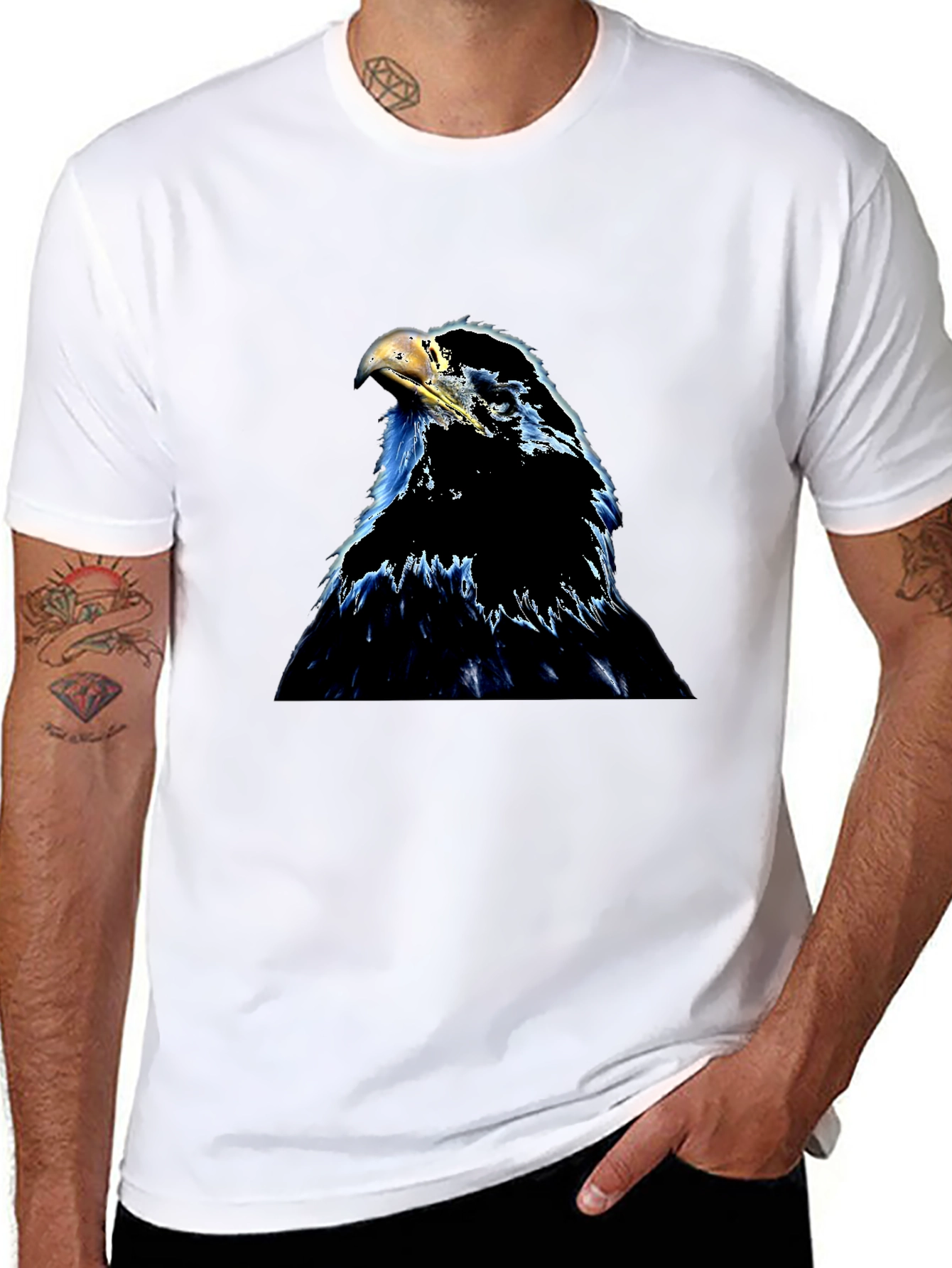Eagle Graphic Print Black T-Shirt