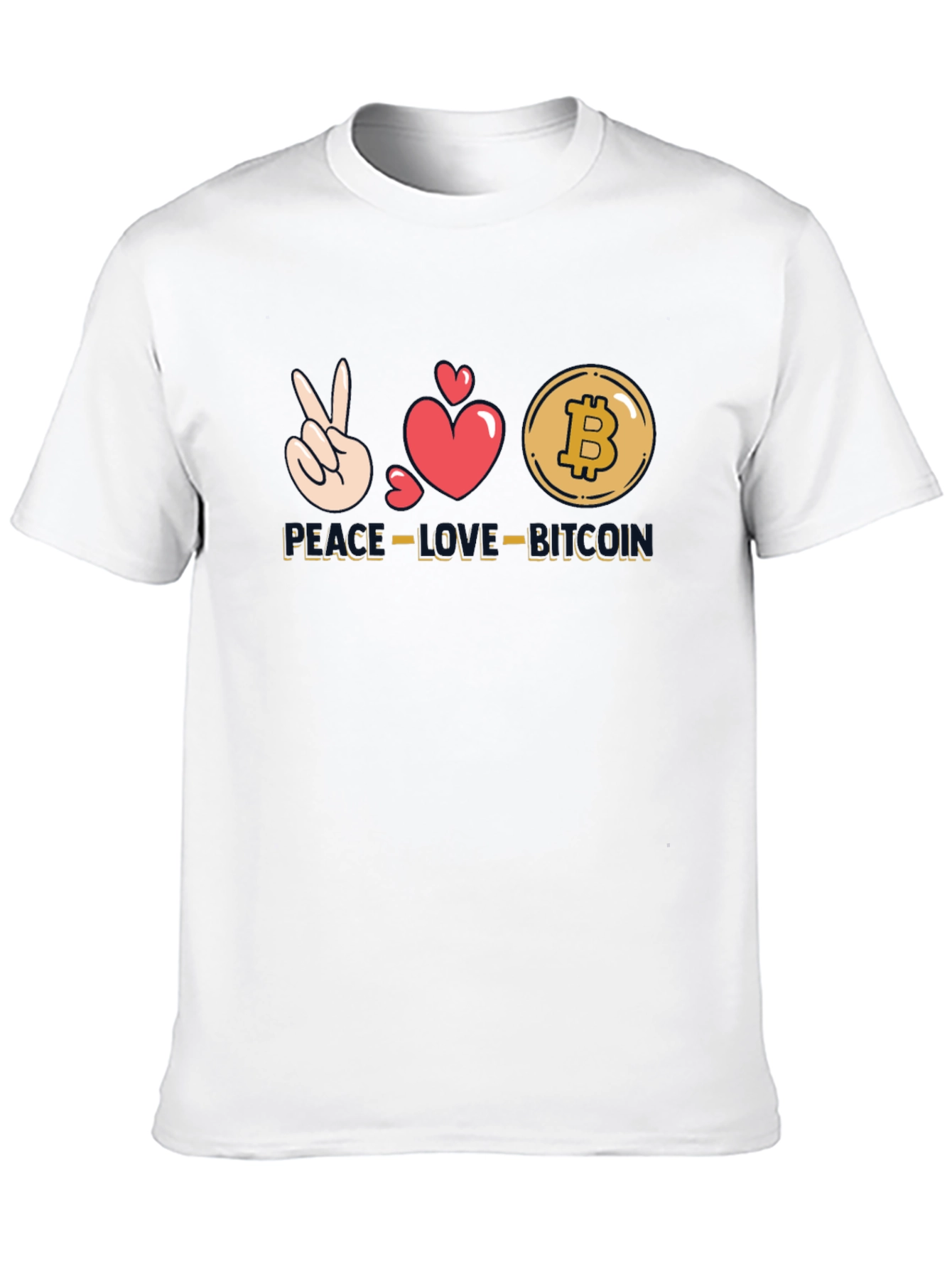Peace Love Bitcoin Black T-Shirt Crypto Currency Tee