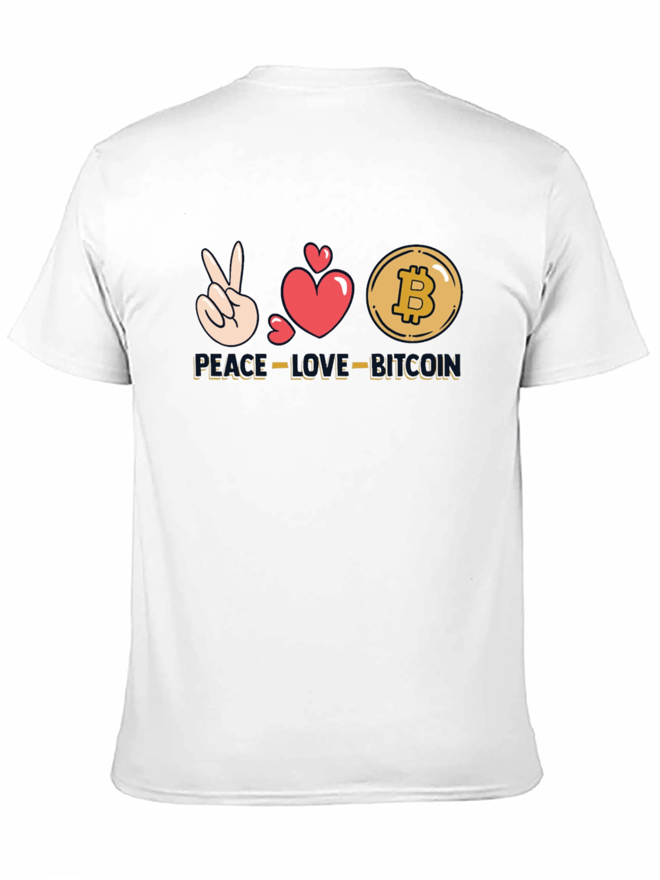 Peace Love Bitcoin Black T-Shirt Crypto Currency Tee