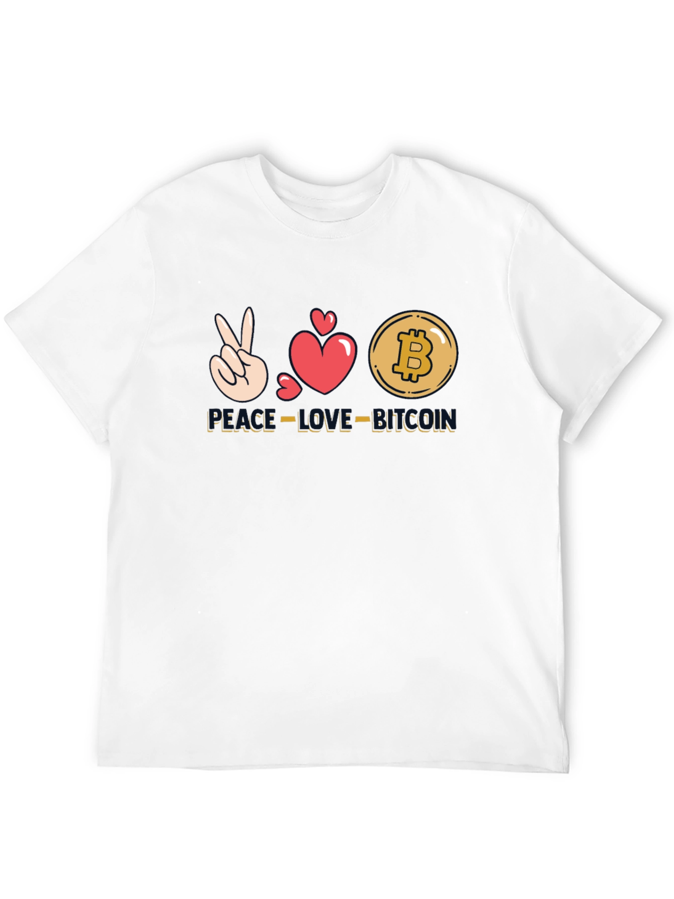 Peace Love Bitcoin Black T-Shirt Crypto Currency Tee
