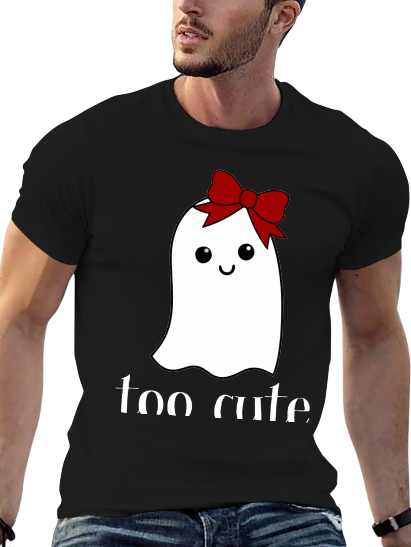 Cute Ghost with Bow T-Shirt - Halloween Tee