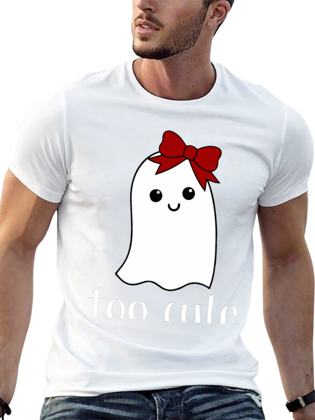 Cute Ghost with Bow T-Shirt - Halloween Tee