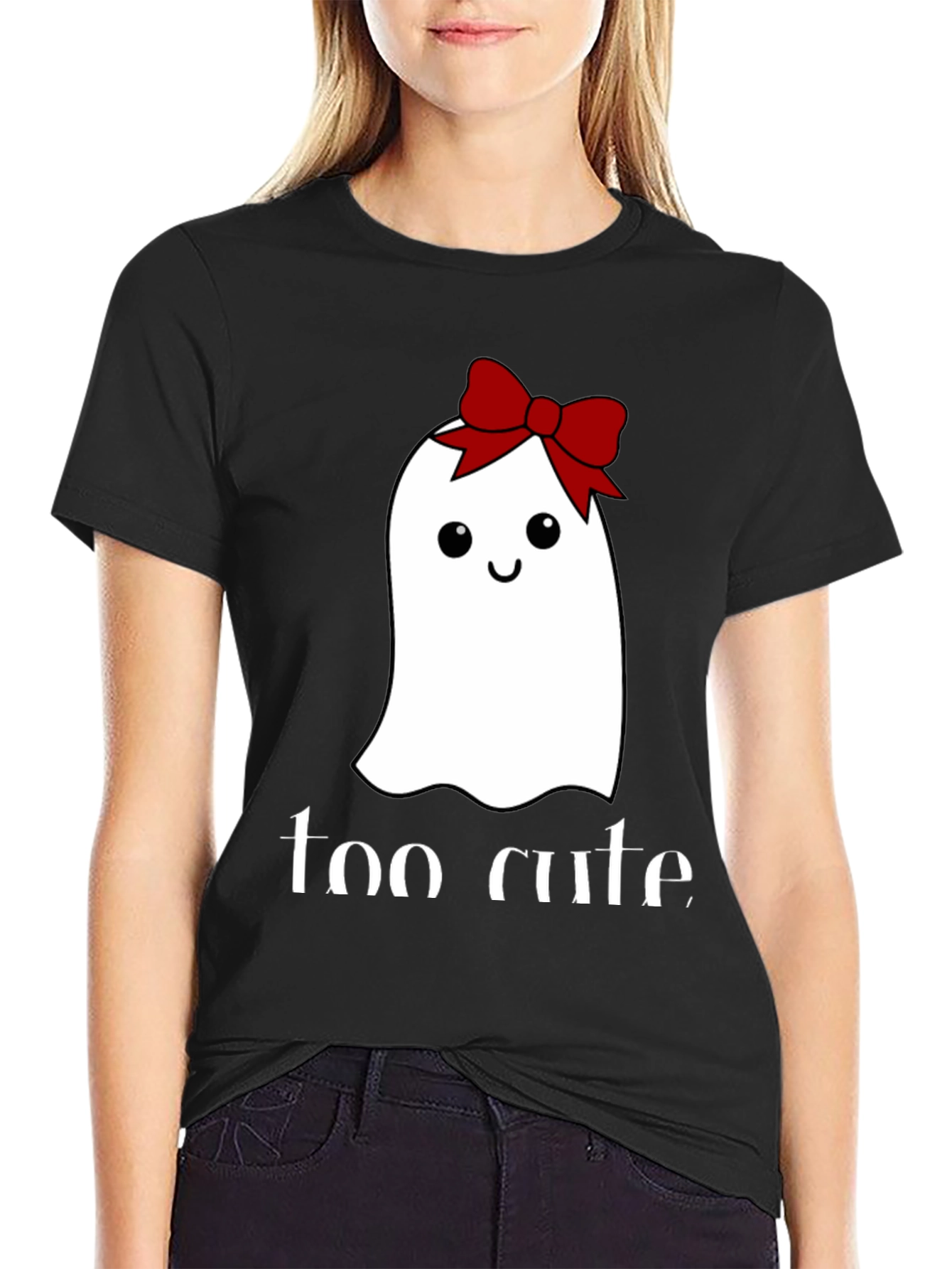 Cute Ghost with Bow T-Shirt - Halloween Tee