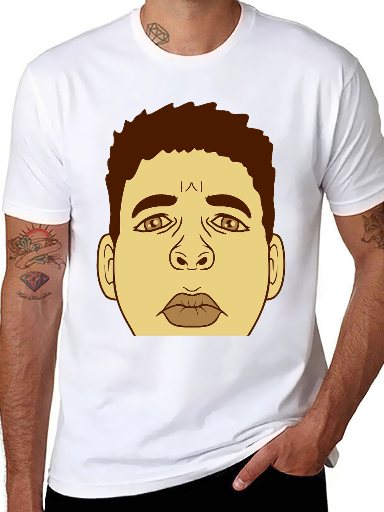 Cartoon Face Graphic Black T-Shirt