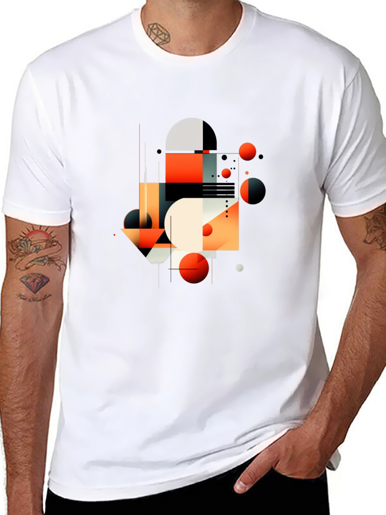 Abstract Geometric Graphic Black T-Shirt