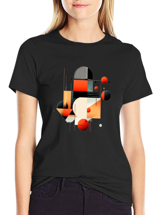 Abstract Geometric Graphic Black T-Shirt