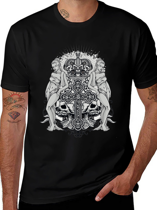 Skull & Cross Graphic Tee - Gothic Style
