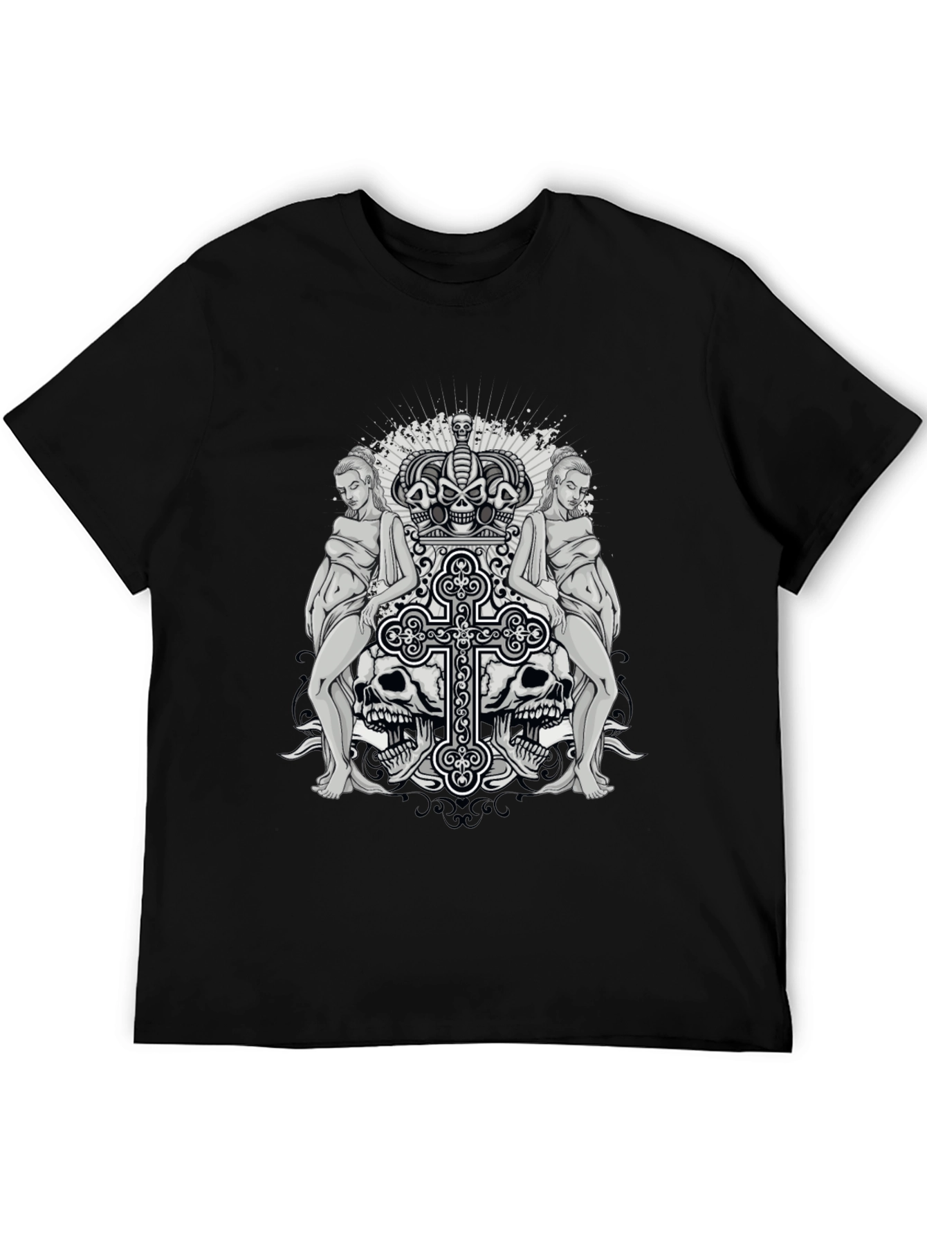 Skull & Cross Graphic Tee - Gothic Style
