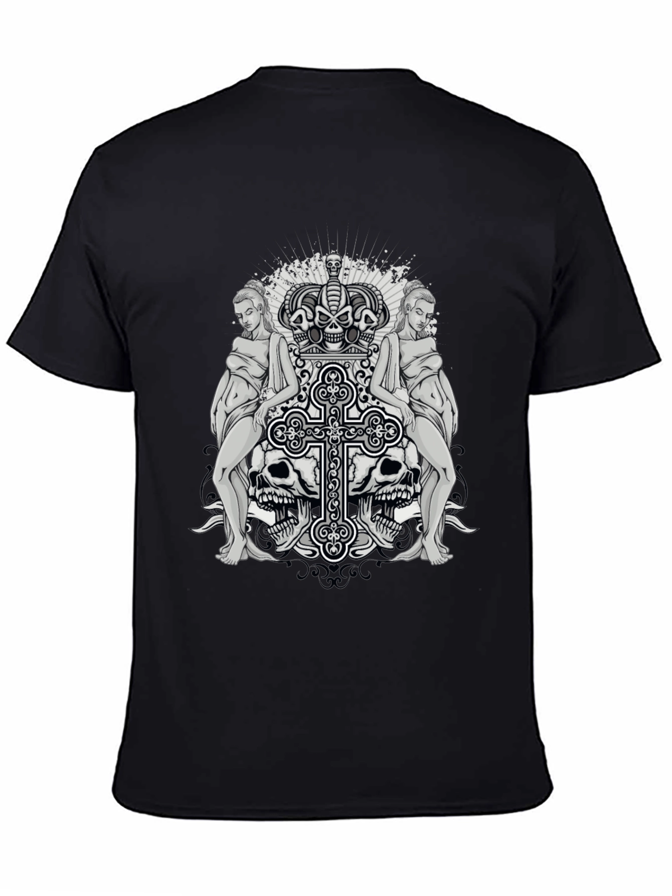 Skull & Cross Graphic Tee - Gothic Style