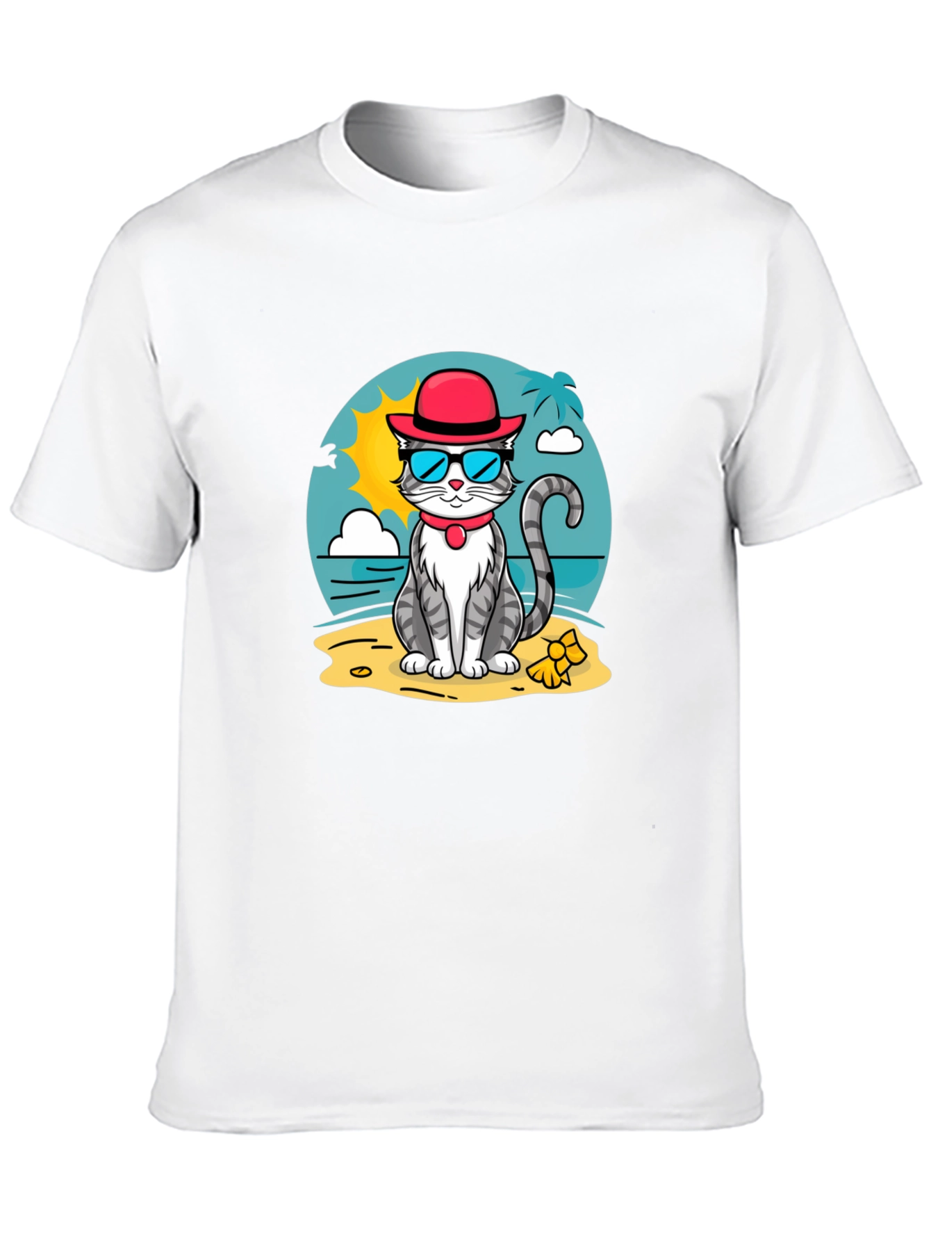 Cool Cat Beach T-Shirt - Summer Vibes