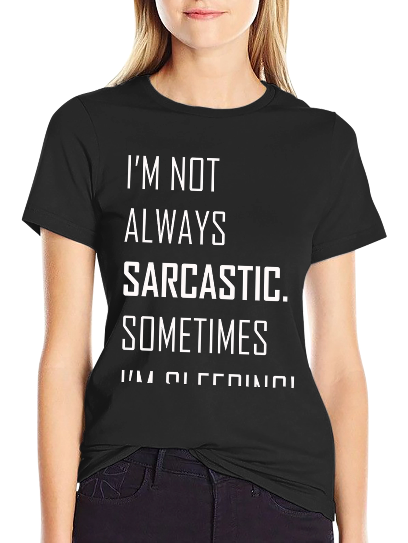 Sarcastic Sleeping Black Graphic T-Shirt