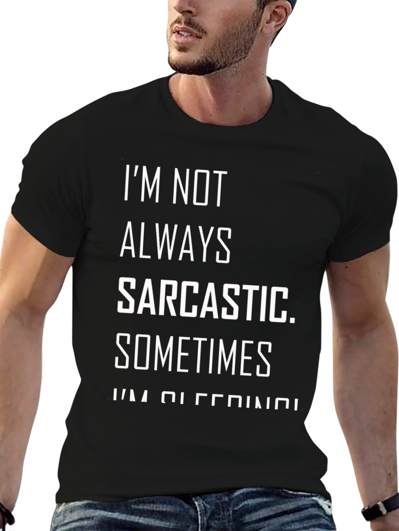 Sarcastic Sleeping Black Graphic T-Shirt