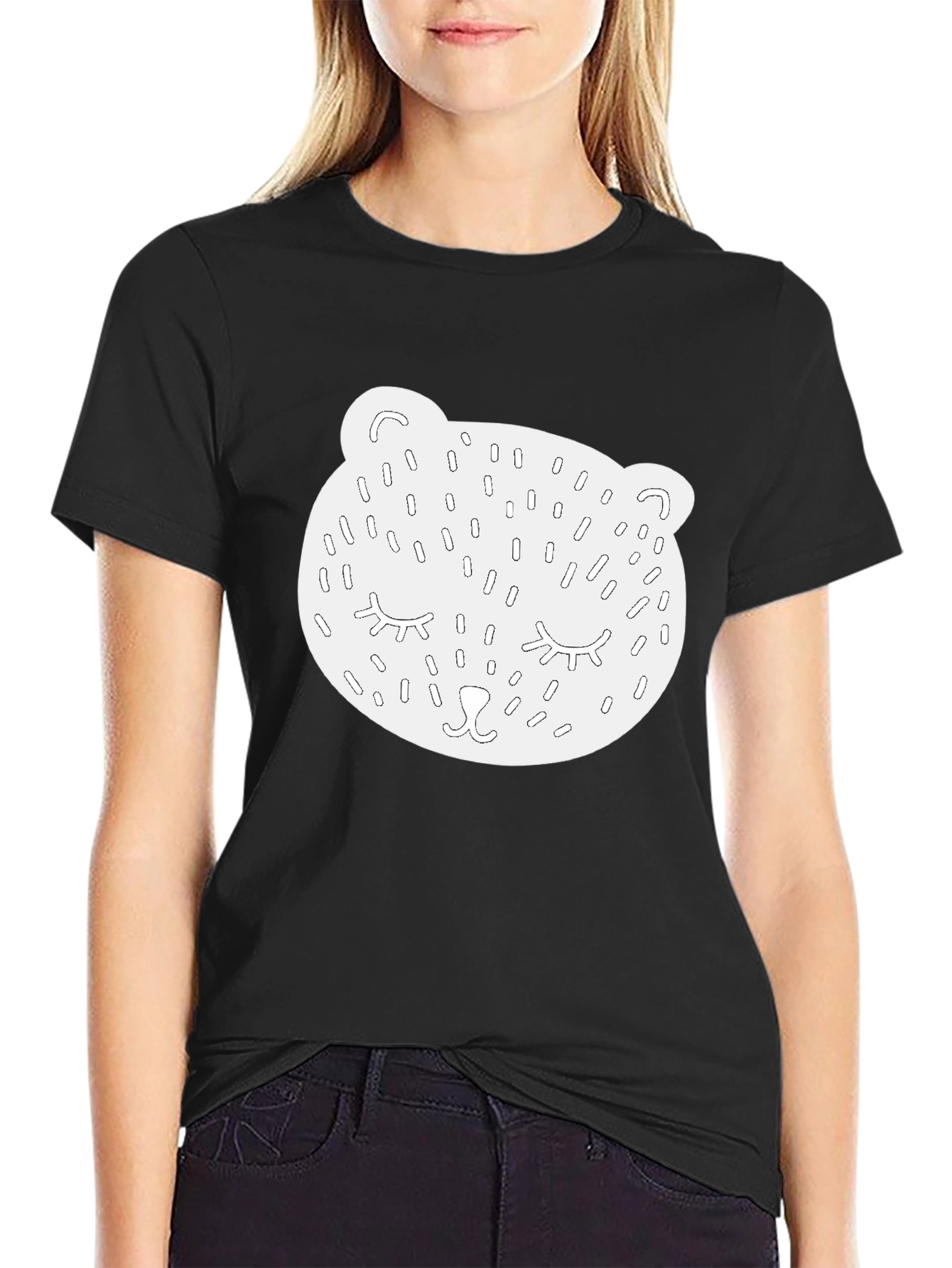 Bear Face Graphic Black Tee