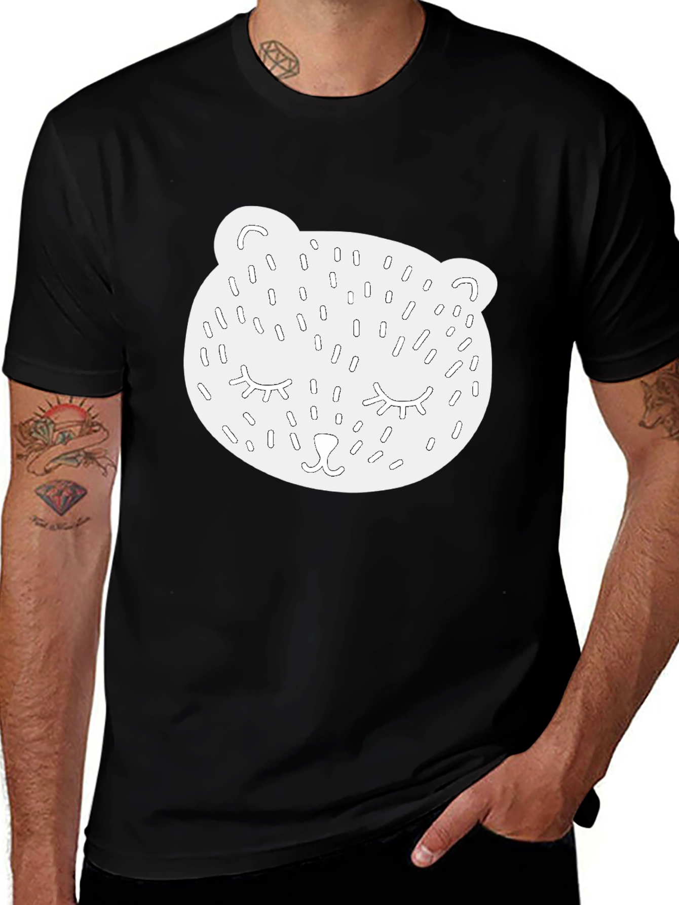 Bear Face Graphic Black Tee