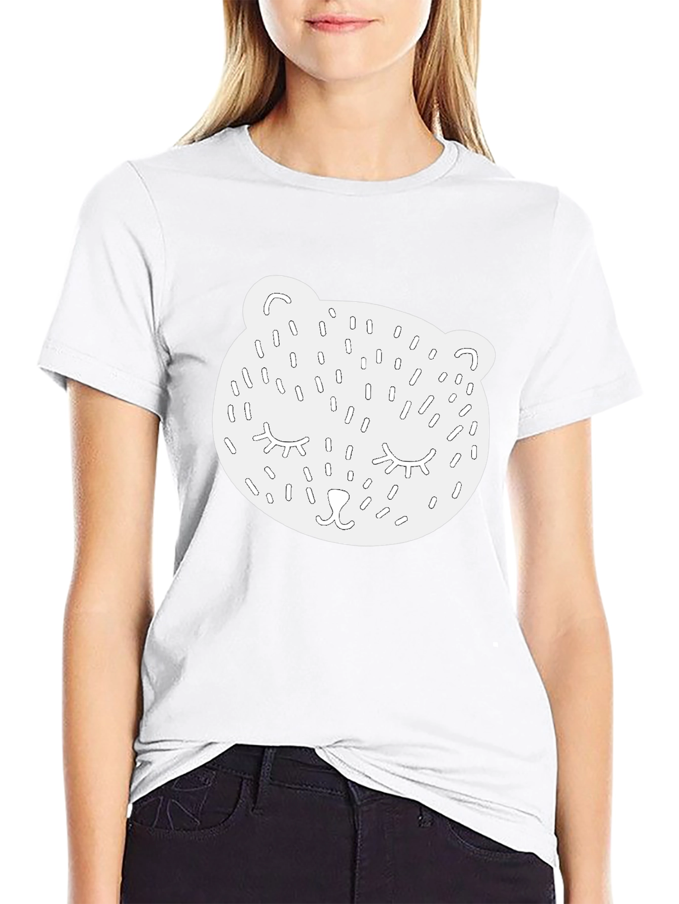 Bear Face Graphic Black Tee