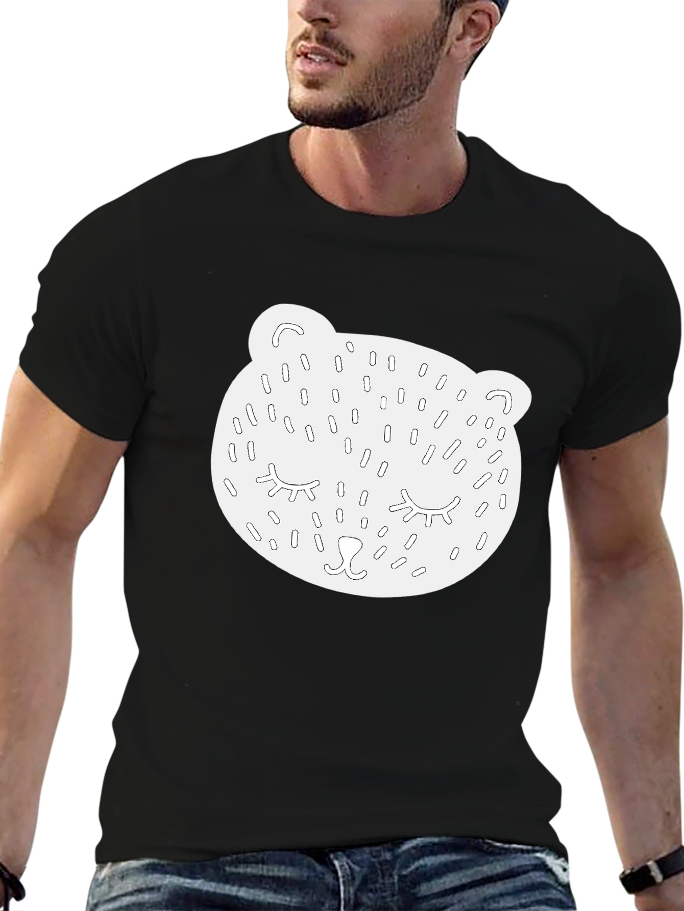 Bear Face Graphic Black Tee