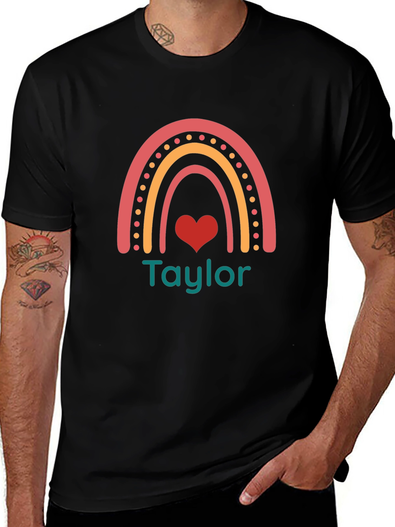 Personalized Rainbow Heart T-Shirt - Taylor