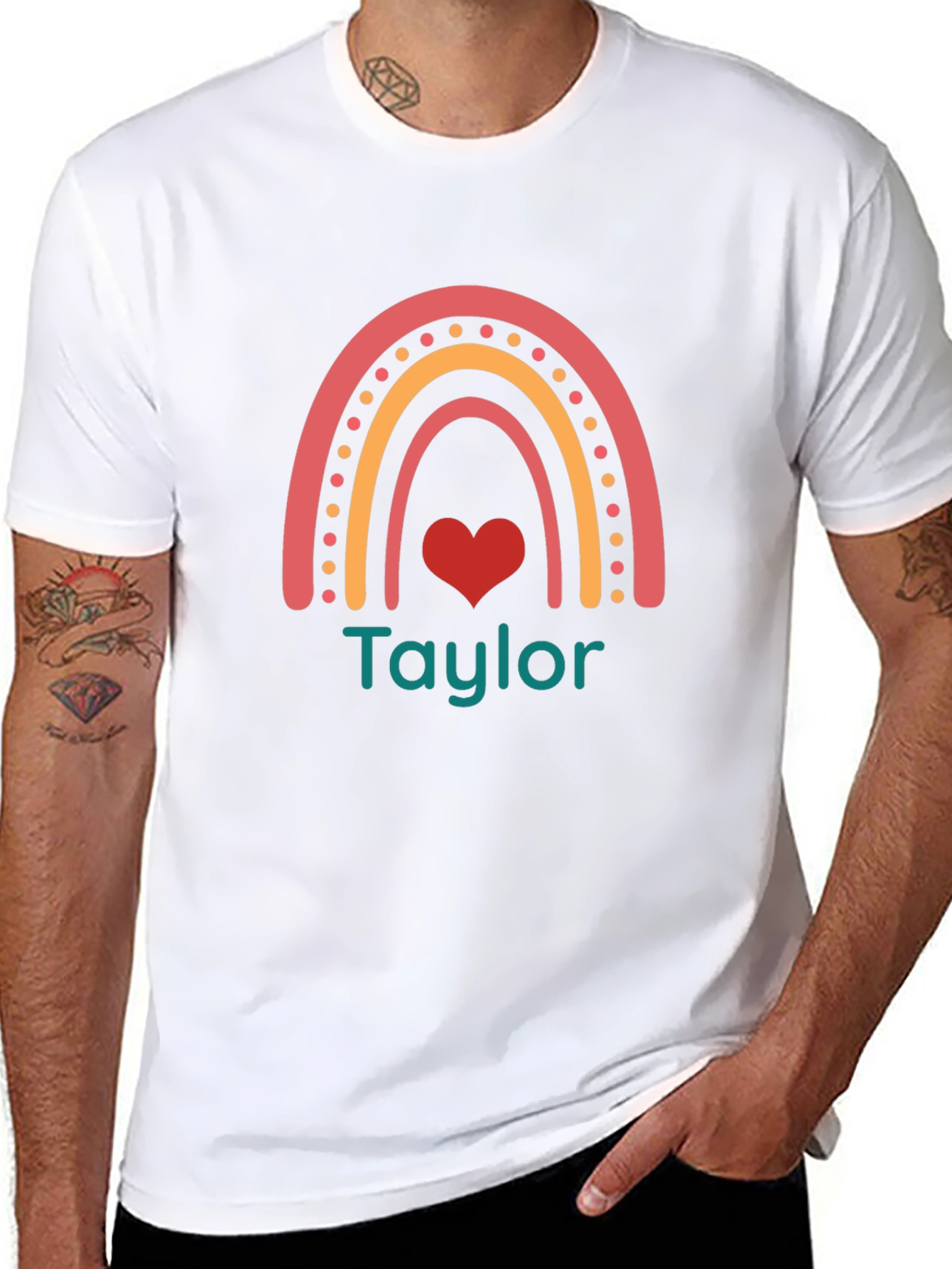 Personalized Rainbow Heart T-Shirt - Taylor