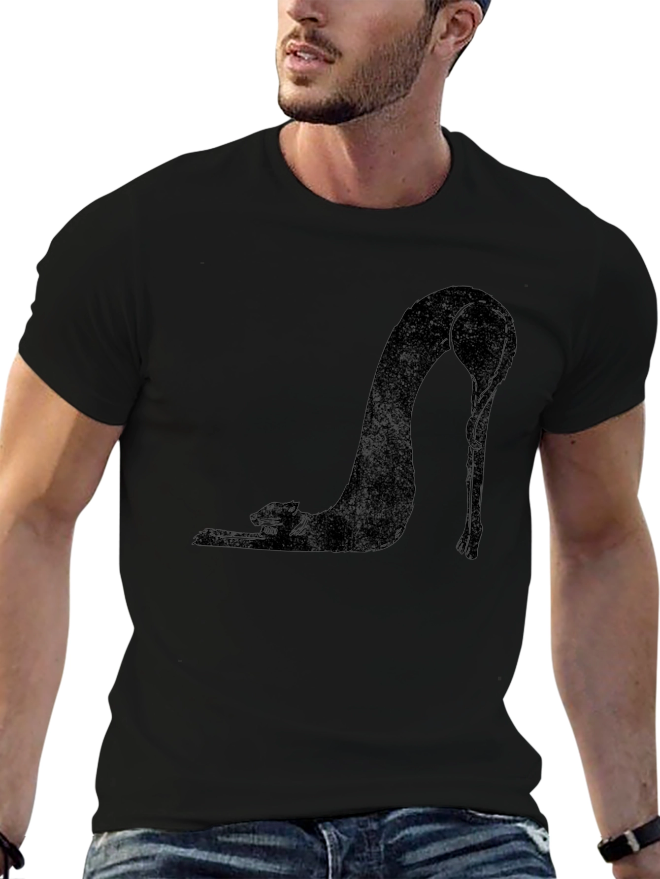 Black Cat Stretch T-Shirt - Unique Graphic Tee
