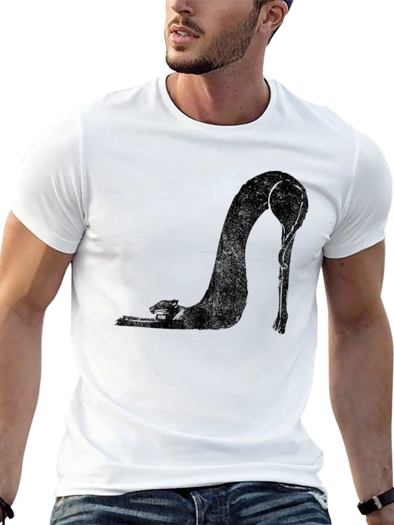 Black Cat Stretch T-Shirt - Unique Graphic Tee