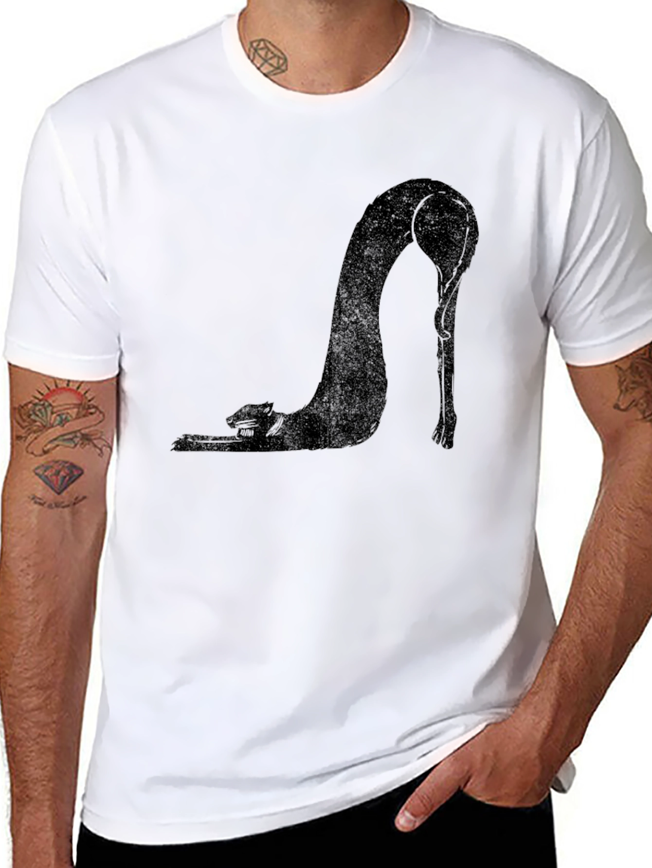 Black Cat Stretch T-Shirt - Unique Graphic Tee