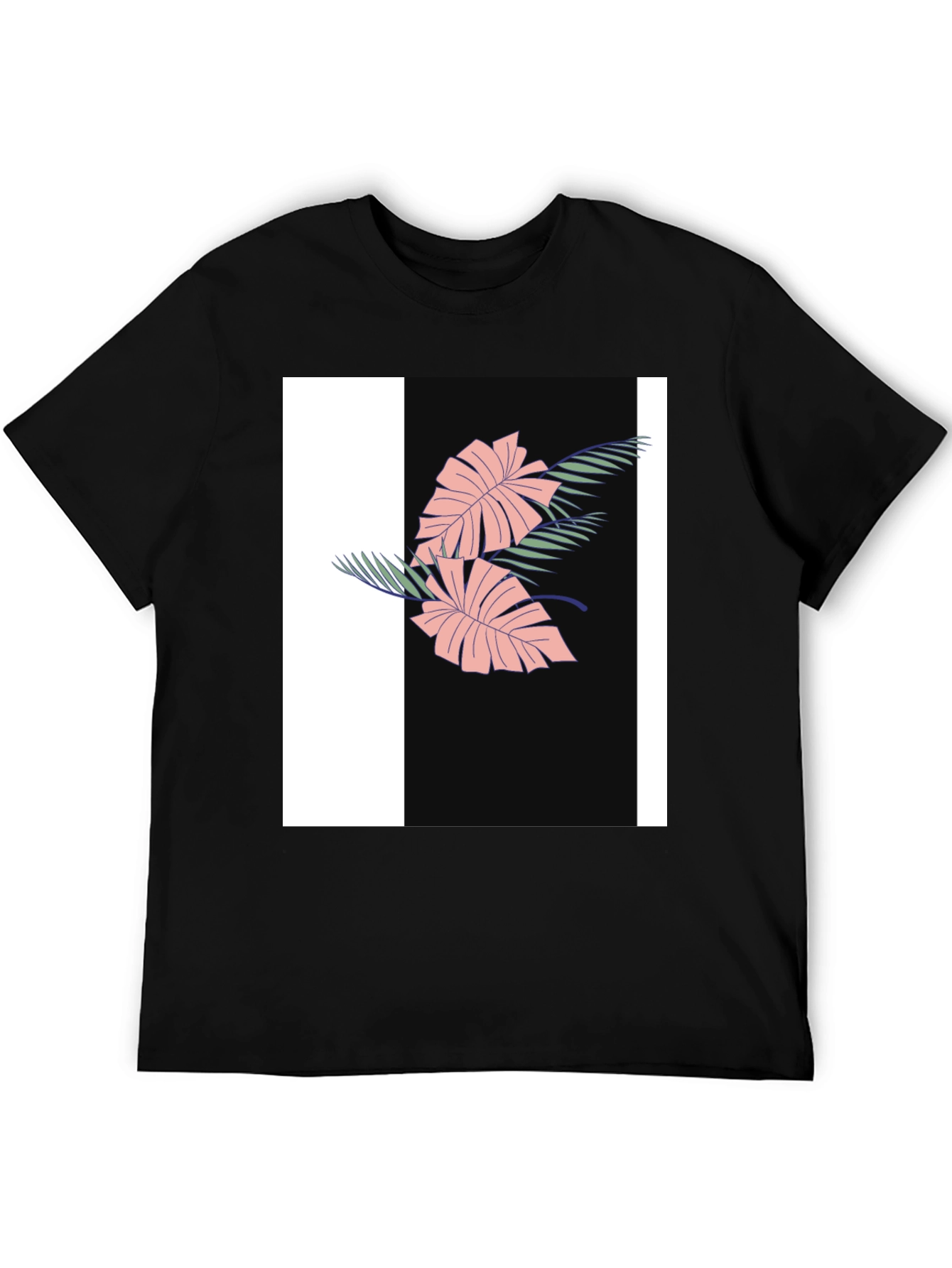 Tropical Leaf Graphic Black Tee