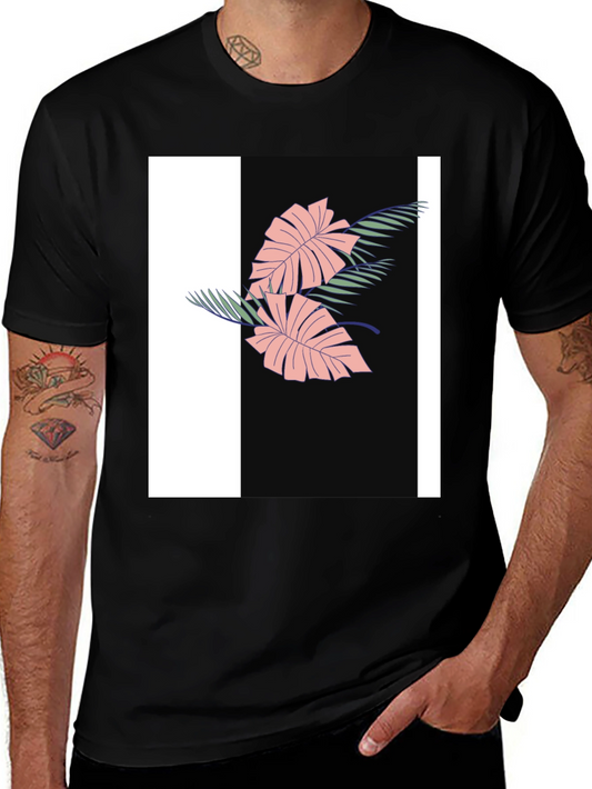 Tropical Leaf Graphic Black Tee