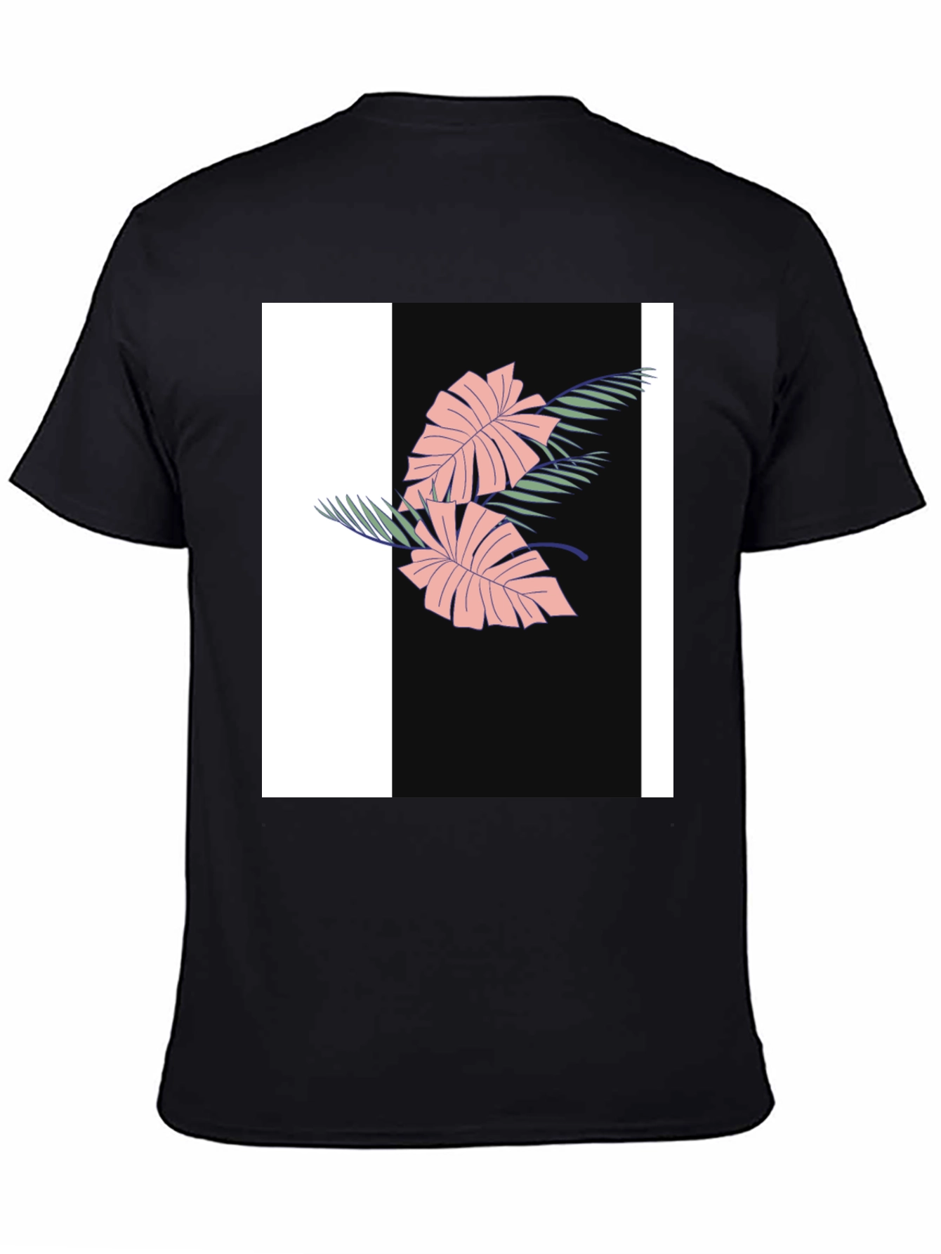 Tropical Leaf Graphic Black Tee