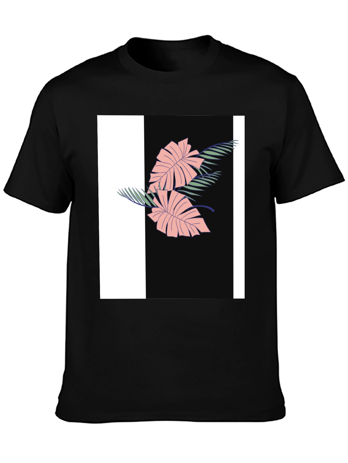 Tropical Leaf Graphic Black Tee