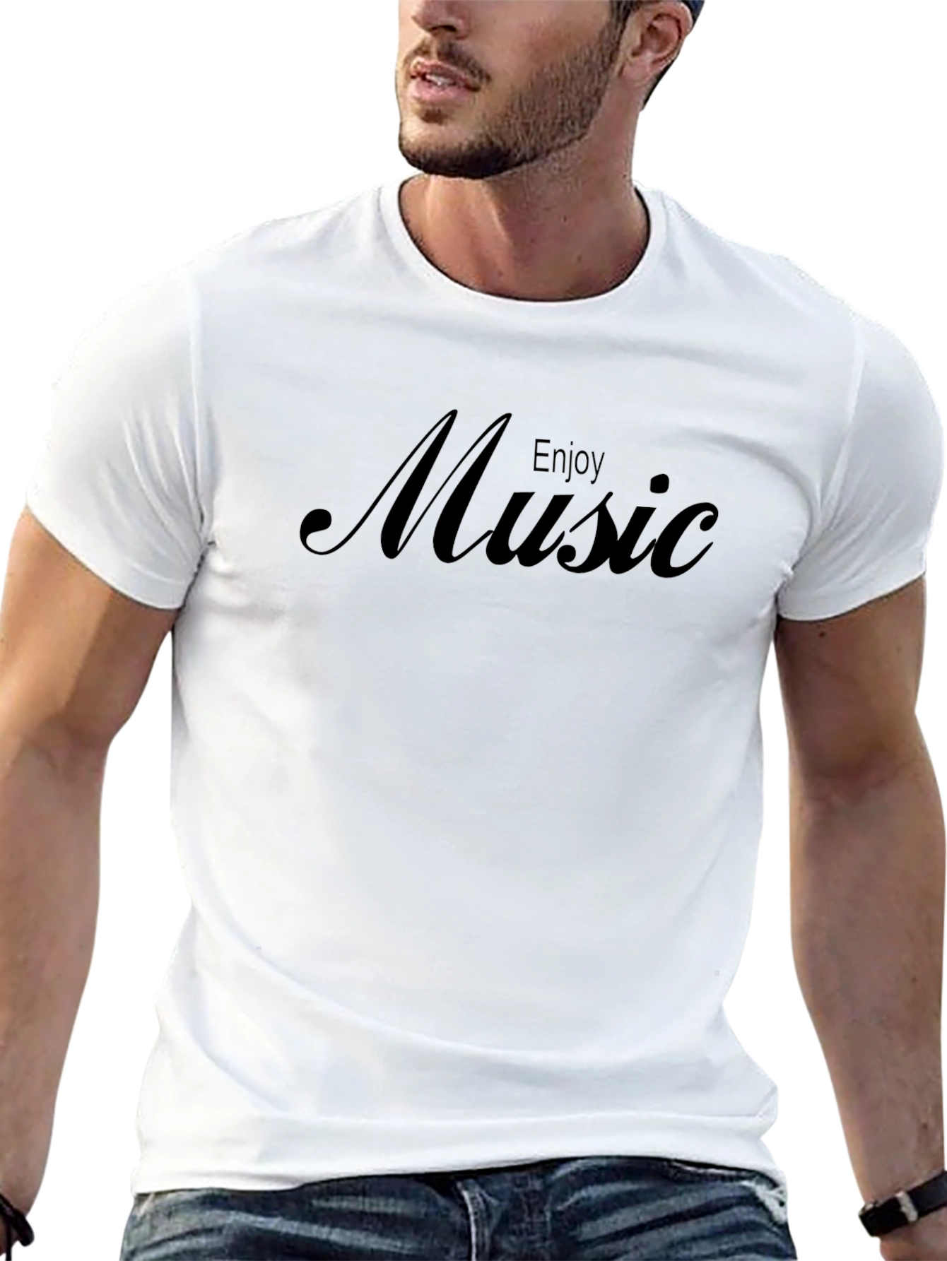 Enjoy Music Black T-Shirt Casual Wear