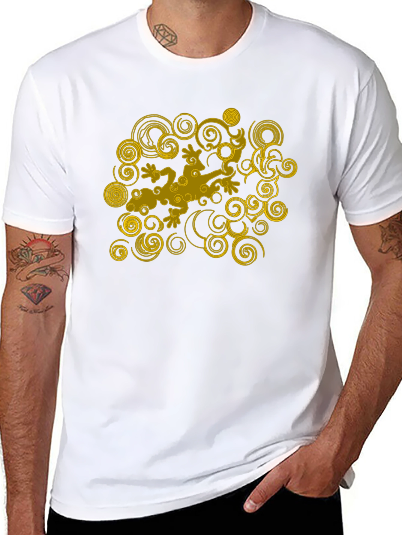 Cool Gecko Swirl Graphic Black T-Shirt
