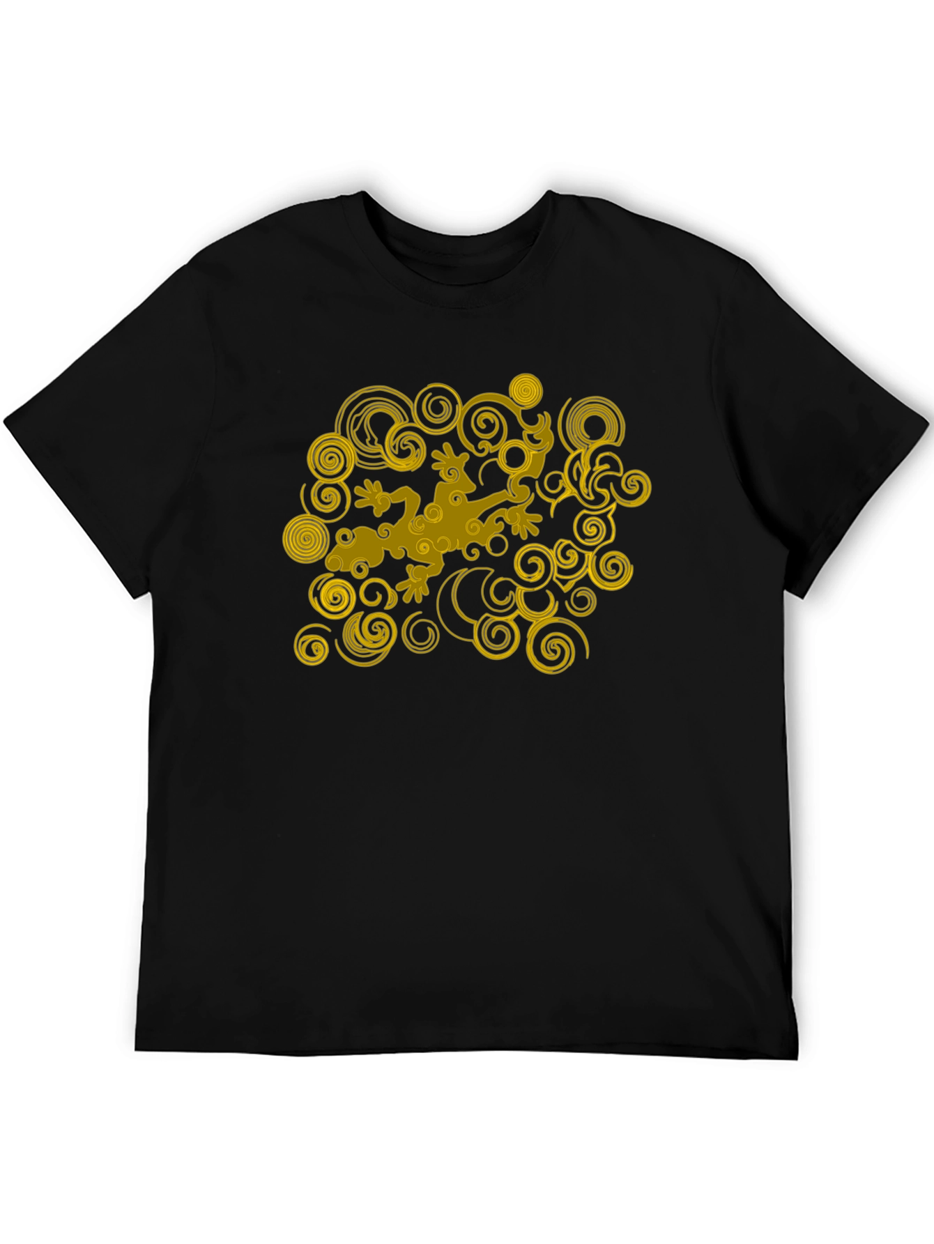 Cool Gecko Swirl Graphic Black T-Shirt