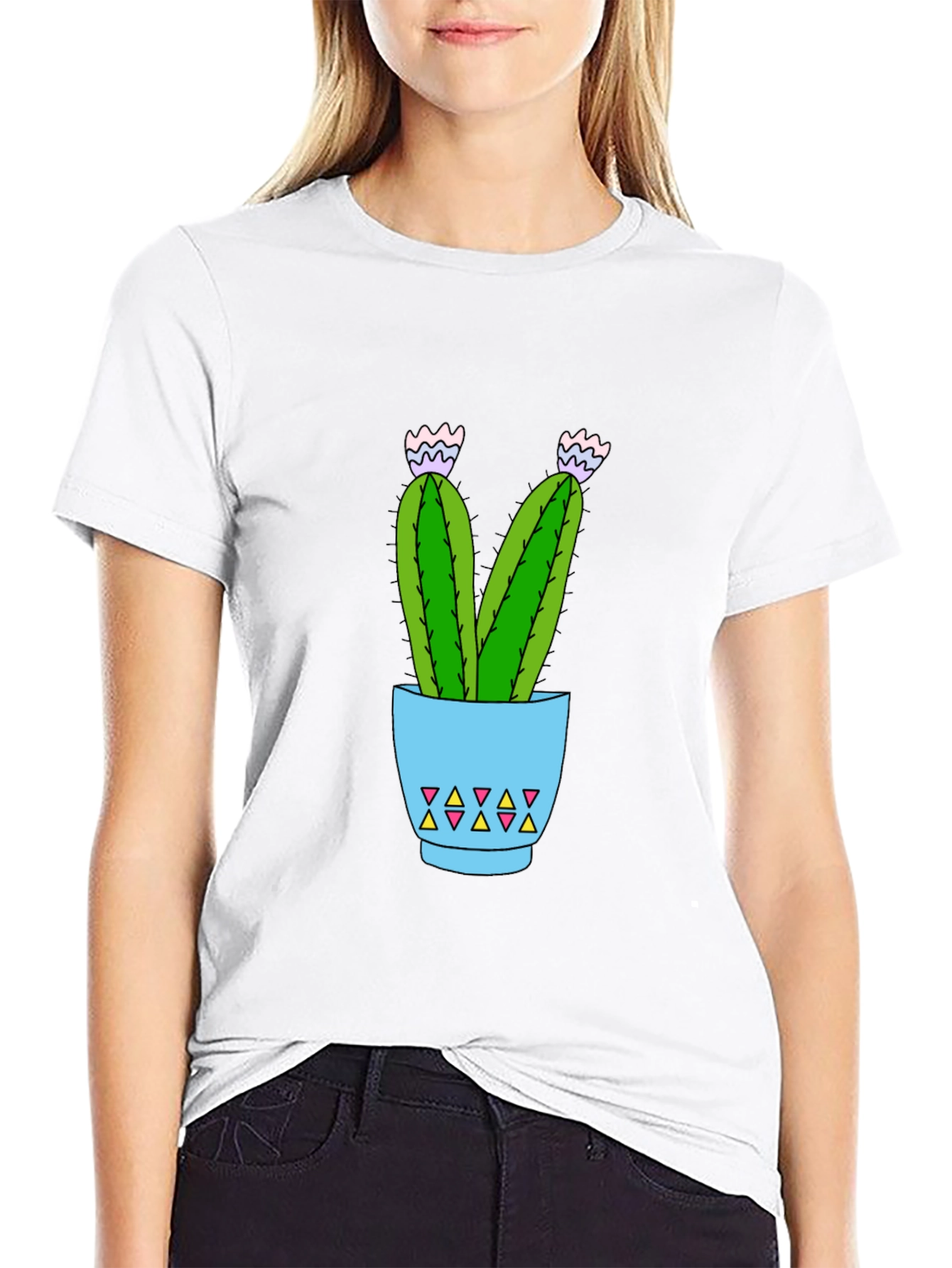 Cactus Potted Plant Graphic T-Shirt