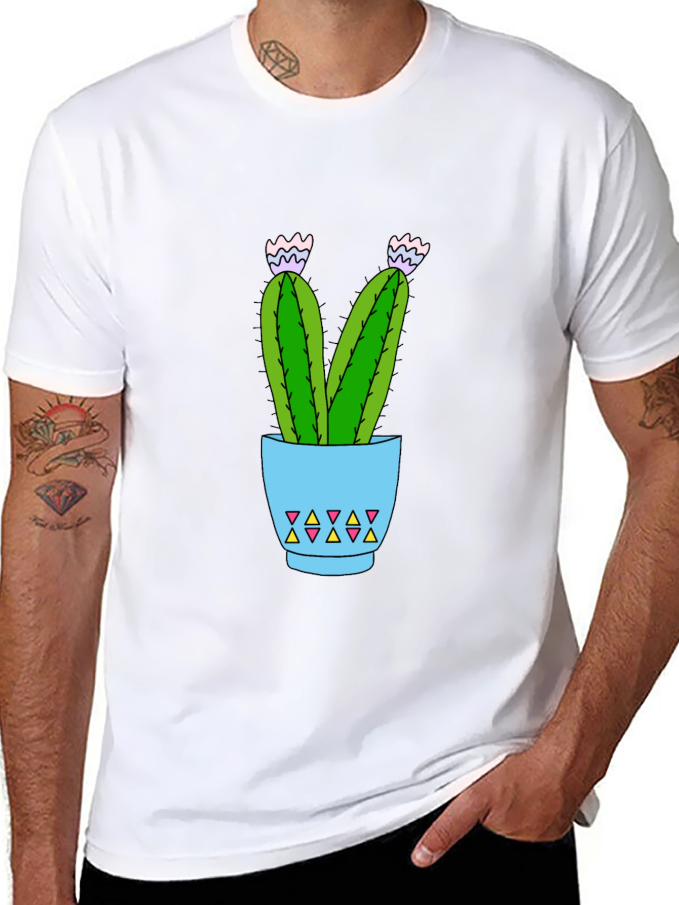 Cactus Potted Plant Graphic T-Shirt
