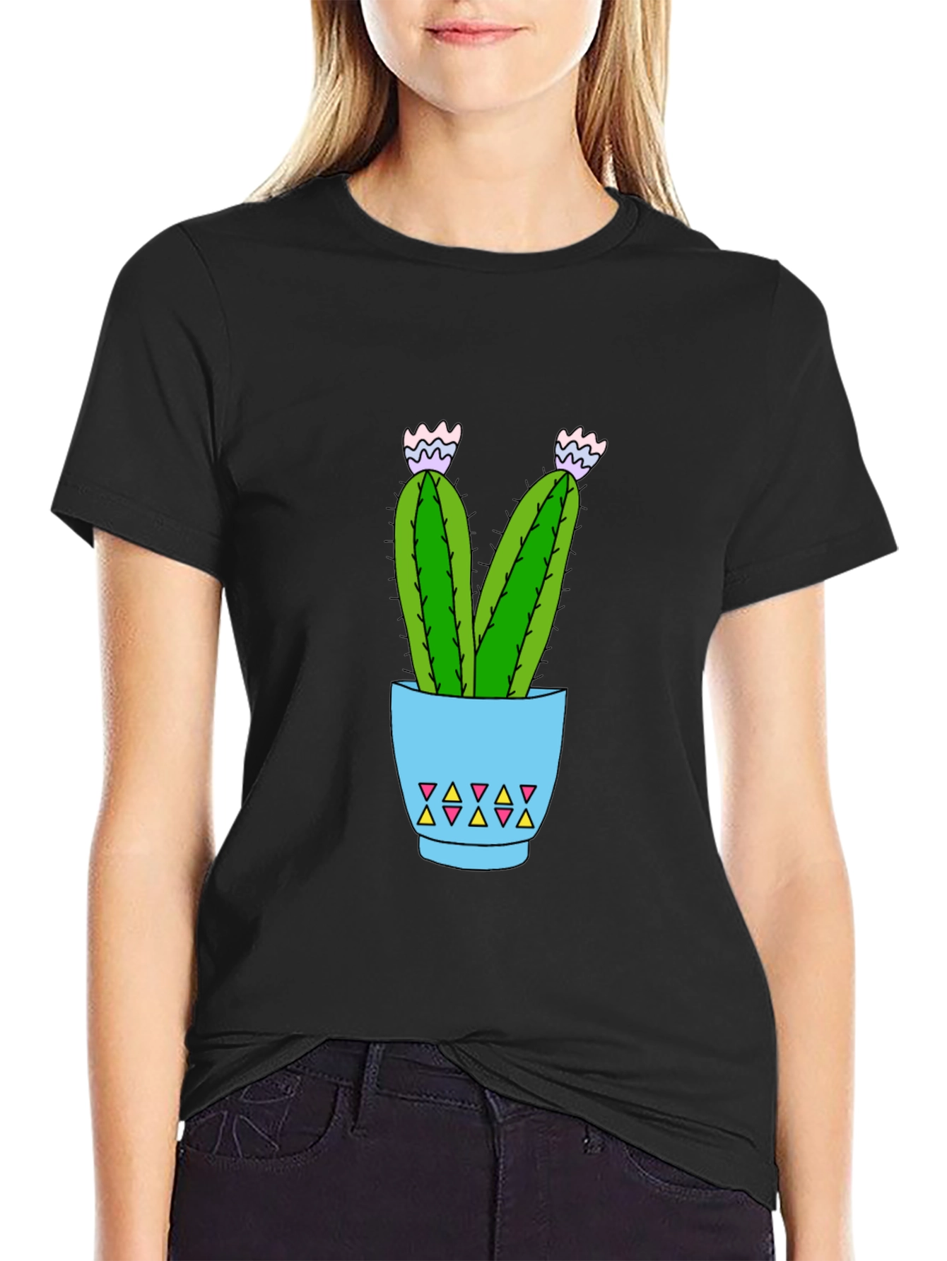 Cactus Potted Plant Graphic T-Shirt