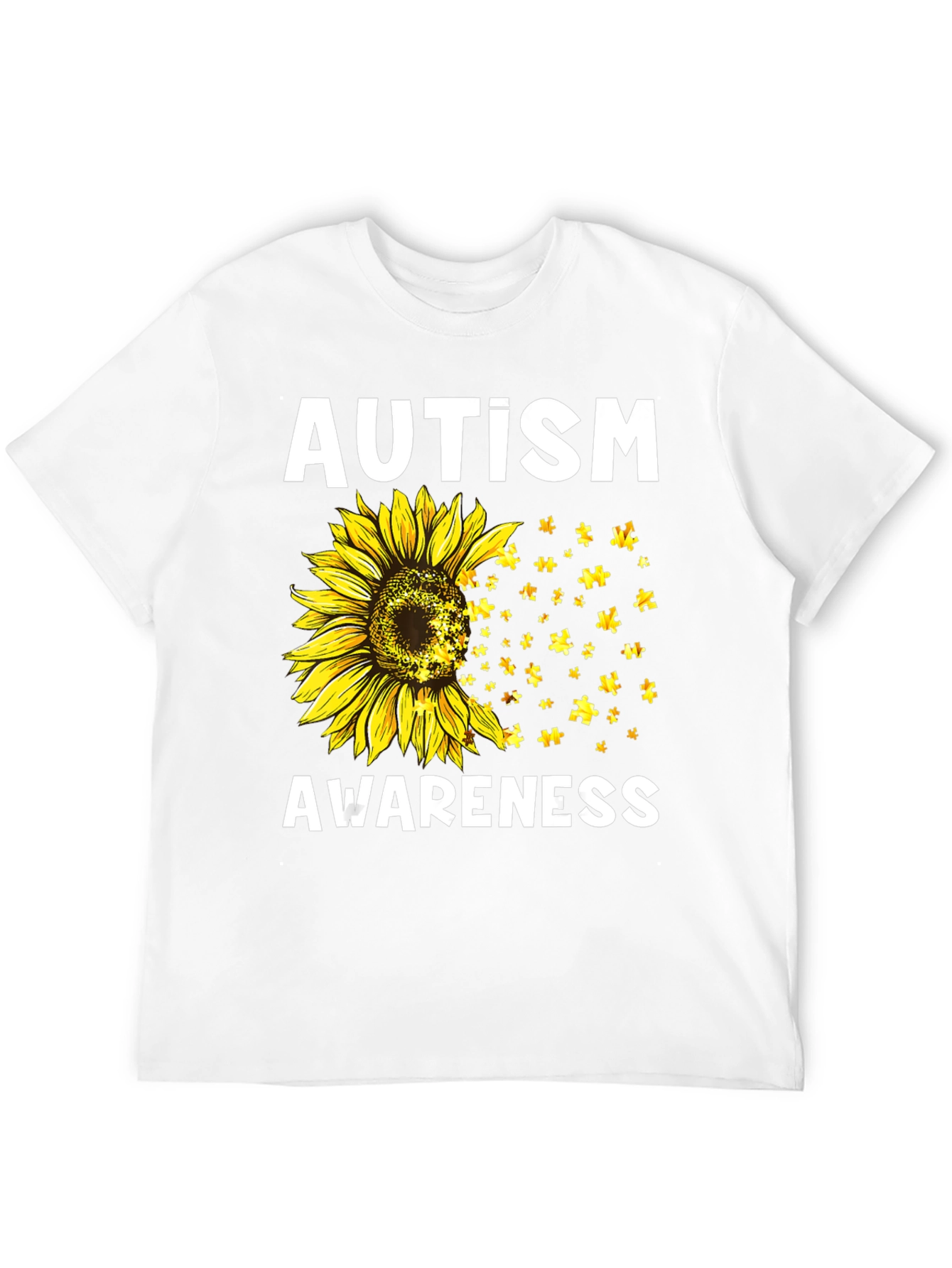 Autism Awareness Sunflower Puzzle T-Shirt