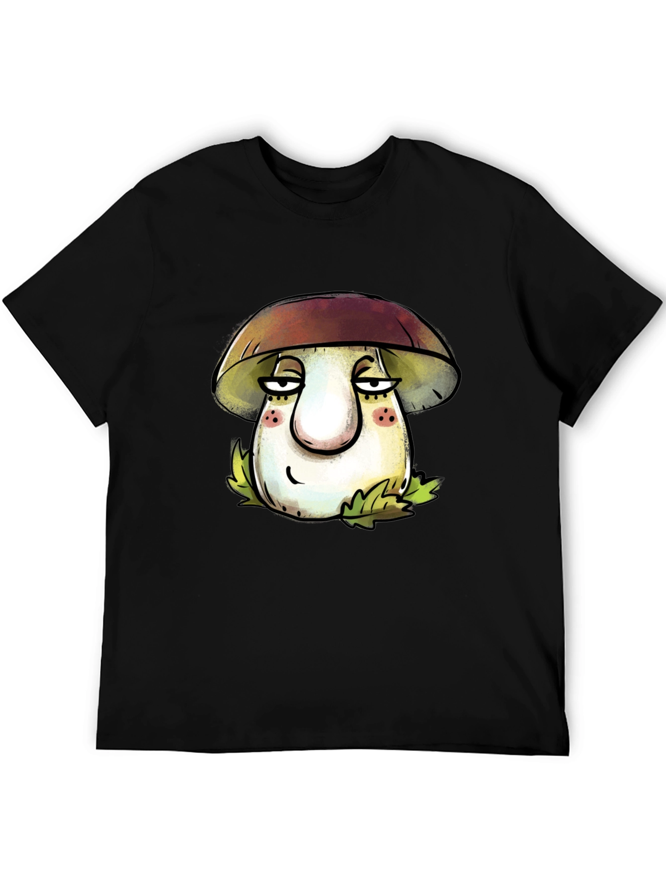 Mushroom Cartoon T-Shirt - Unisex Black Tee