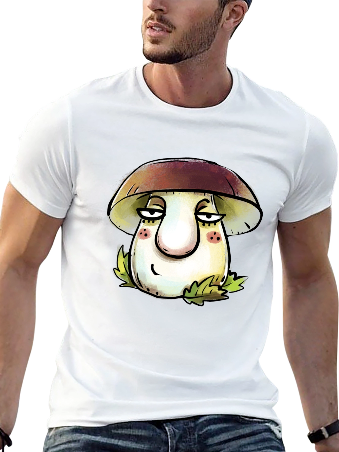 Mushroom Cartoon T-Shirt - Unisex Black Tee