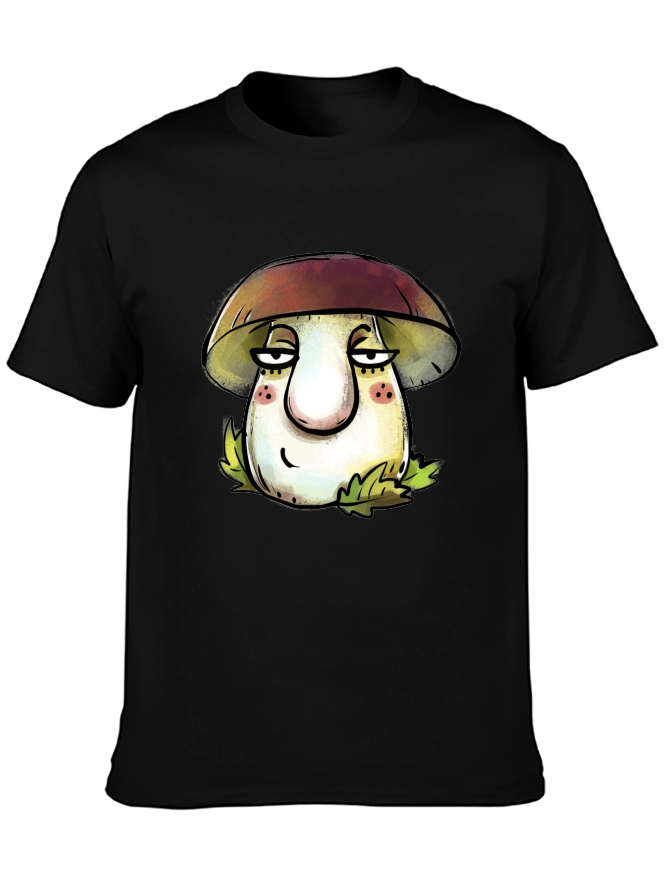 Mushroom Cartoon T-Shirt - Unisex Black Tee