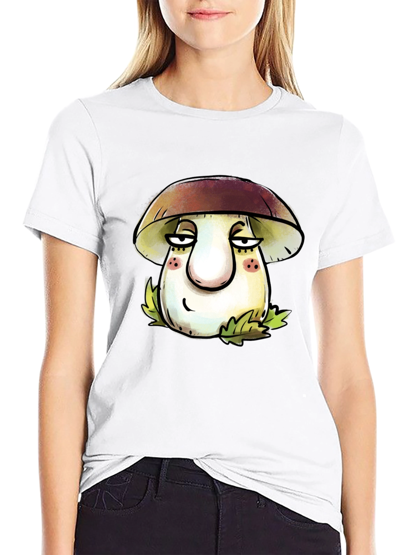 Mushroom Cartoon T-Shirt - Unisex Black Tee